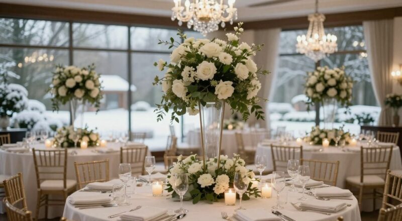 Décoration florale mariage hiver : élégance et matières